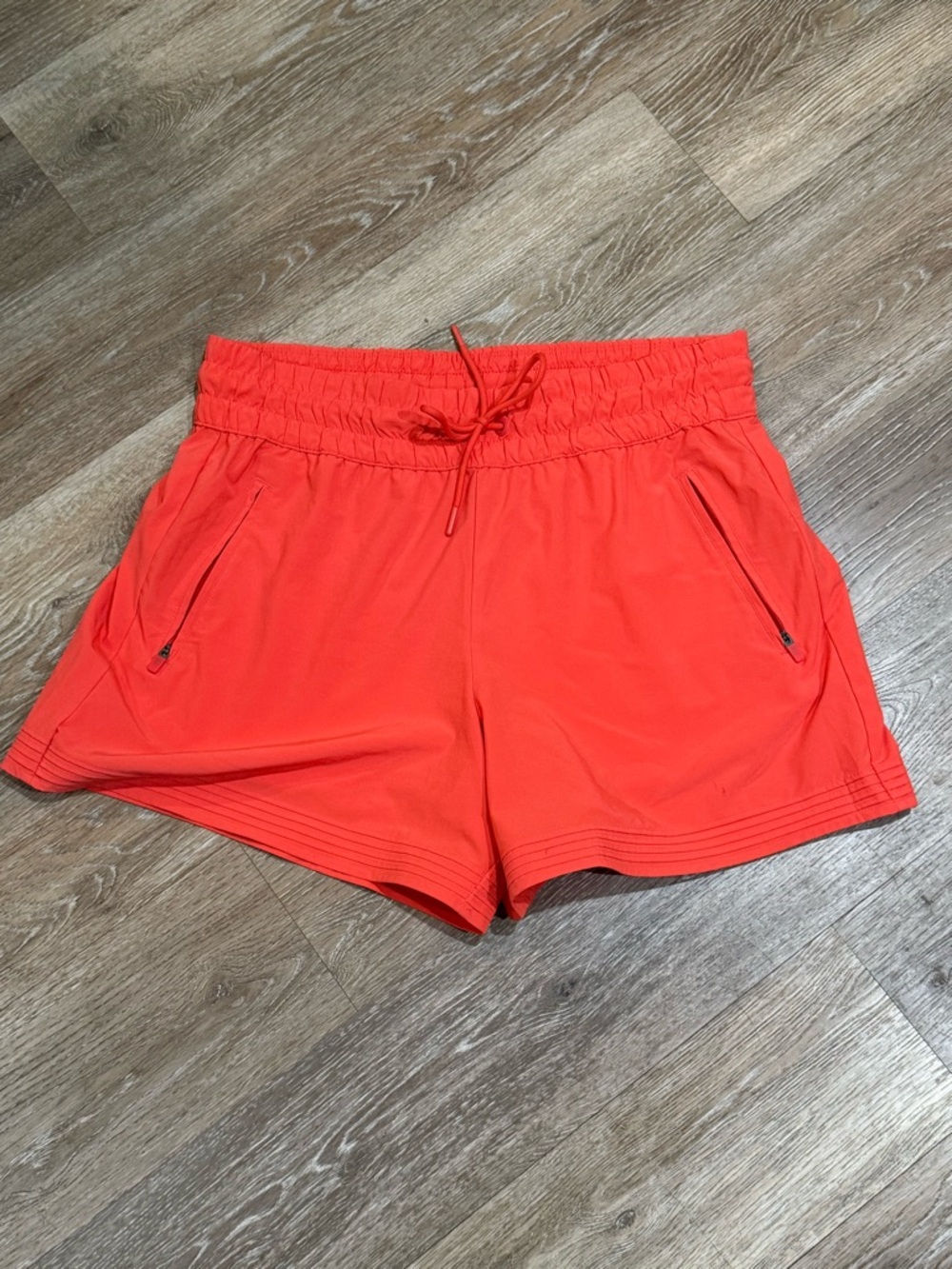 Athleta Coral-Red Elastic Waist Athletic Shorts
